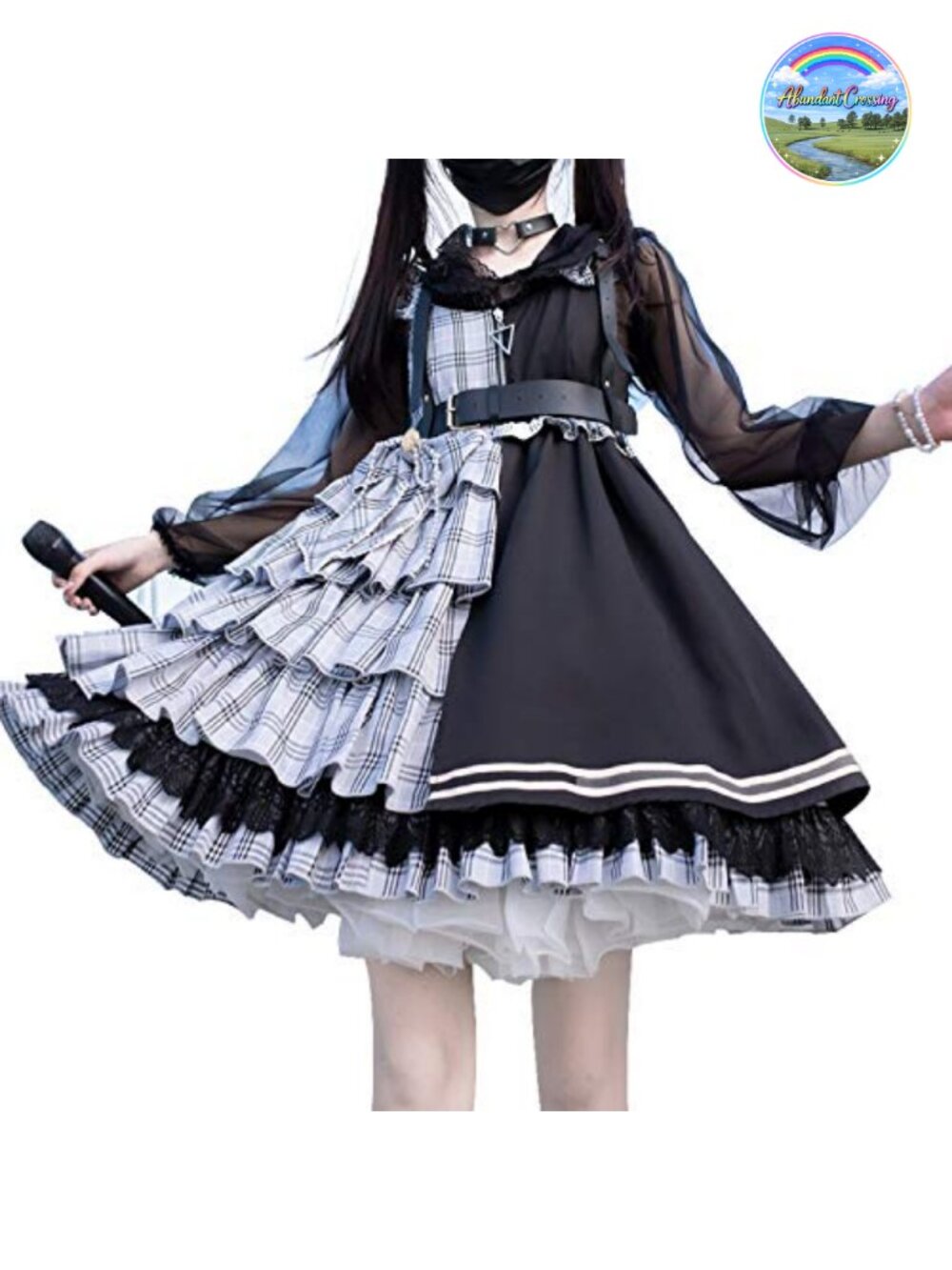 Plaid Punk Gothic Lolita Sleeveless Dress Ruffled Cosplay Costume